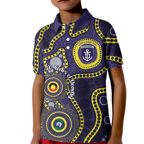 Dockers NAIDOC Week 2026 Personalised Kid Polo Shirt 50 Years of Deadly Aboriginal Art