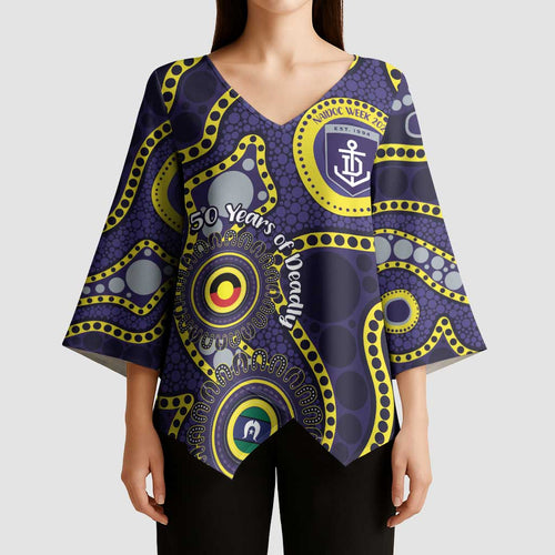 Dockers NAIDOC Week 2026 Personalised Kimono Sleeve Blouse 50 Years of Deadly Aboriginal Art