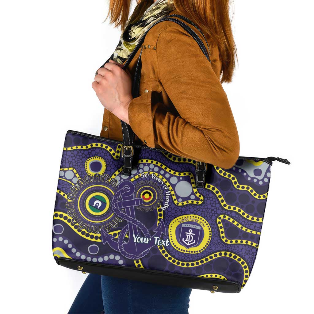 Dockers NAIDOC Week 2026 Personalised Leather Tote Bag 50 Years of Deadly Aboriginal Art