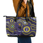 Dockers NAIDOC Week 2026 Personalised Leather Tote Bag 50 Years of Deadly Aboriginal Art
