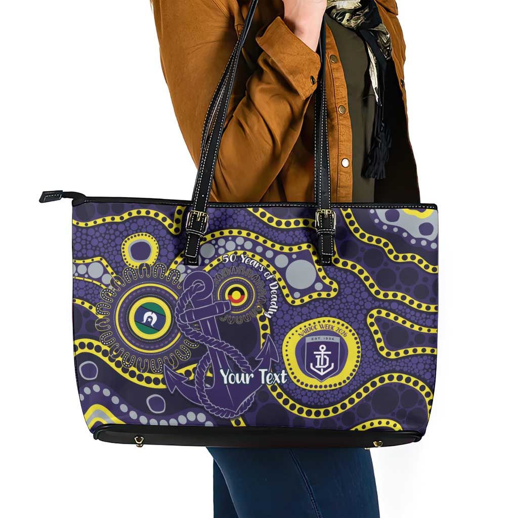 Dockers NAIDOC Week 2026 Personalised Leather Tote Bag 50 Years of Deadly Aboriginal Art