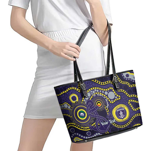 Dockers NAIDOC Week 2026 Personalised Leather Tote Bag 50 Years of Deadly Aboriginal Art