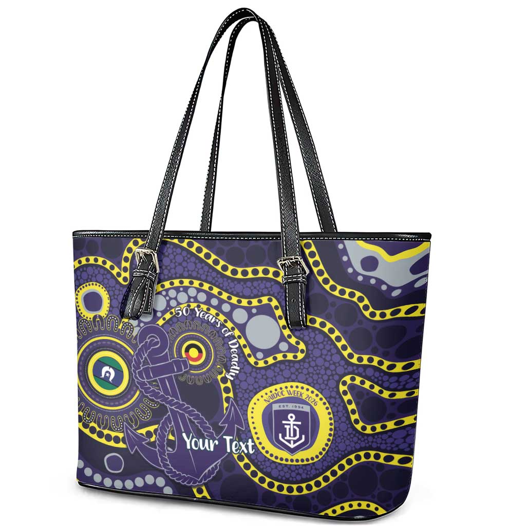 Dockers NAIDOC Week 2026 Personalised Leather Tote Bag 50 Years of Deadly Aboriginal Art