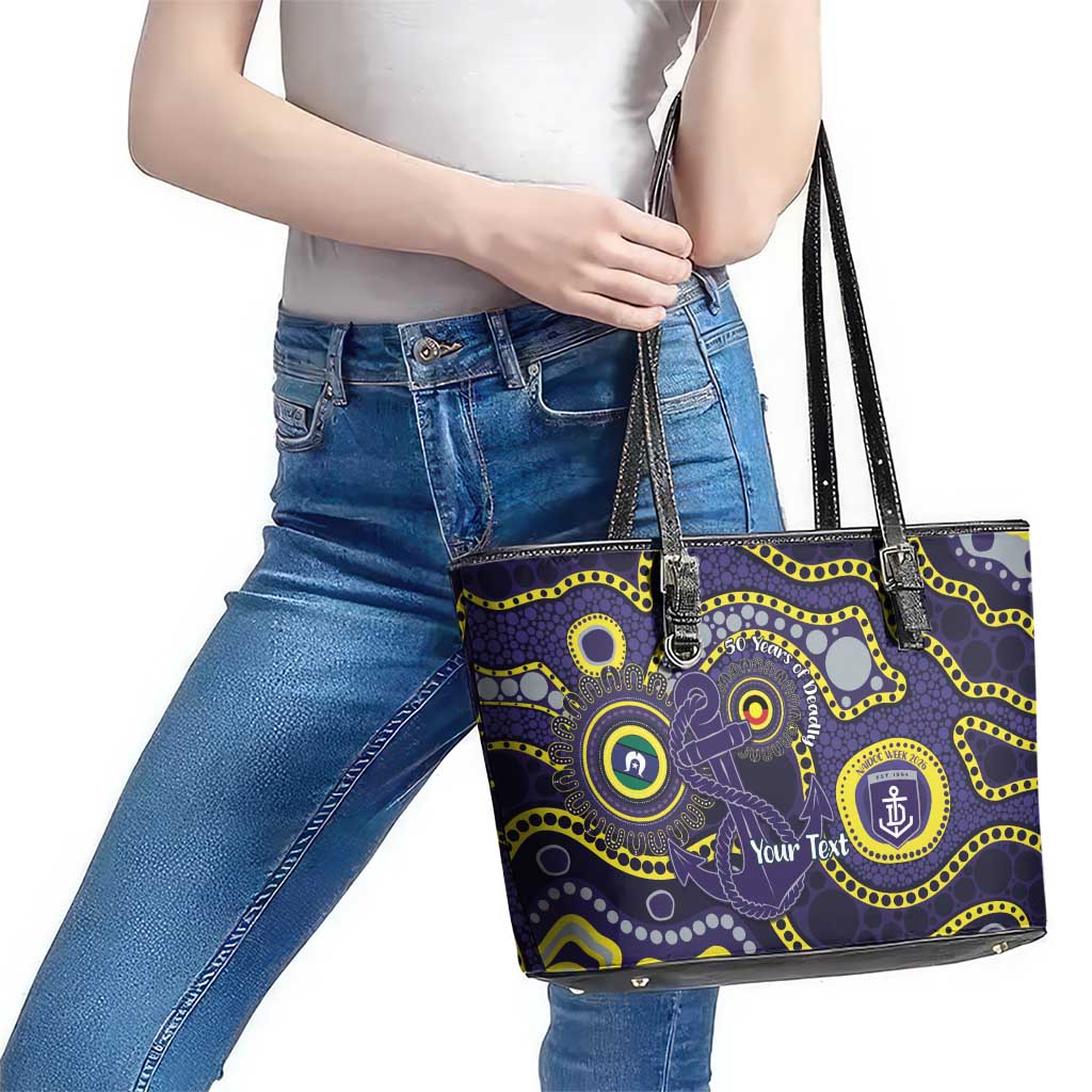 Dockers NAIDOC Week 2026 Personalised Leather Tote Bag 50 Years of Deadly Aboriginal Art