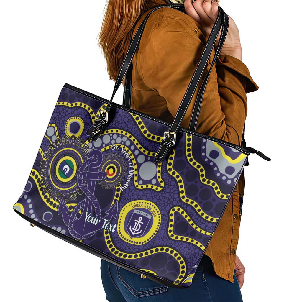 Dockers NAIDOC Week 2026 Personalised Leather Tote Bag 50 Years of Deadly Aboriginal Art