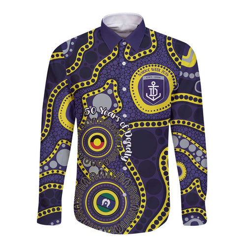 Dockers NAIDOC Week 2026 Personalised Long Sleeve Button Shirt 50 Years of Deadly Aboriginal Art