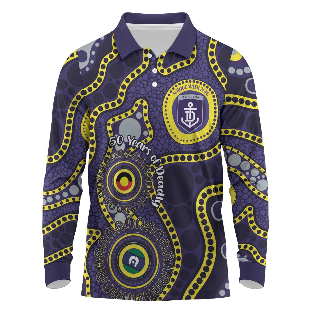 Dockers NAIDOC Week 2026 Personalised Long Sleeve Polo Shirt 50 Years of Deadly Aboriginal Art