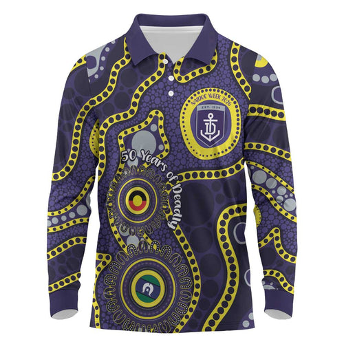 Dockers NAIDOC Week 2026 Personalised Long Sleeve Polo Shirt 50 Years of Deadly Aboriginal Art
