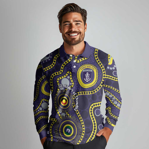 Dockers NAIDOC Week 2026 Personalised Long Sleeve Polo Shirt 50 Years of Deadly Aboriginal Art