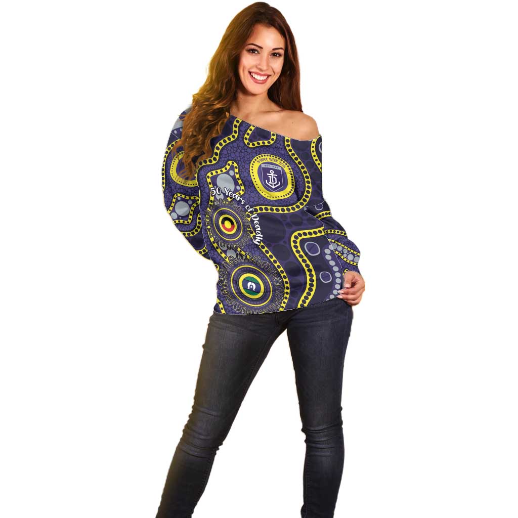 Dockers NAIDOC Week 2026 Personalised Off Shoulder Sweater 50 Years of Deadly Aboriginal Art