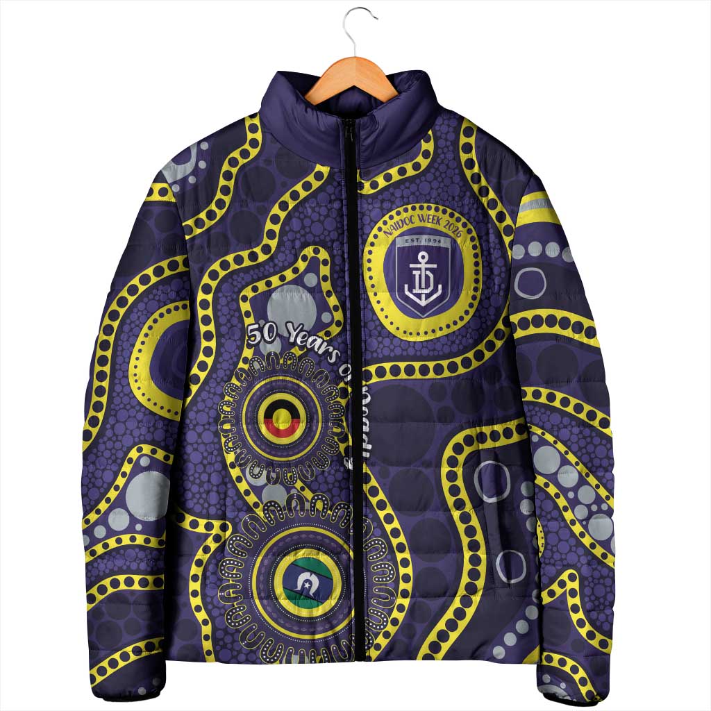 Dockers NAIDOC Week 2026 Personalised Padded Jacket 50 Years of Deadly Aboriginal Art