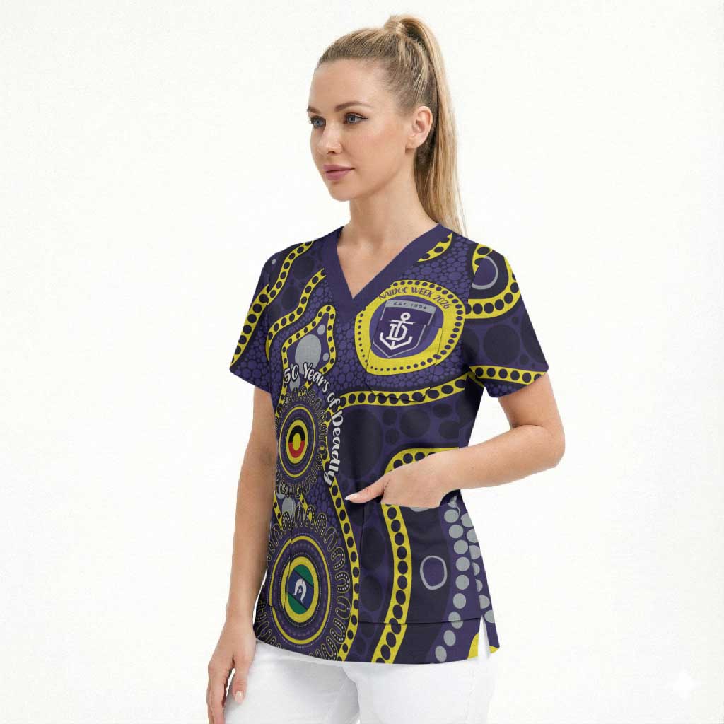 Dockers NAIDOC Week 2026 Personalised Scrub Top 50 Years of Deadly Aboriginal Art