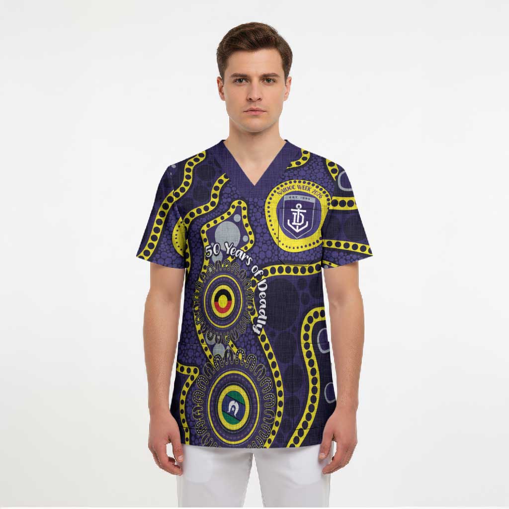 Dockers NAIDOC Week 2026 Personalised Scrub Top 50 Years of Deadly Aboriginal Art