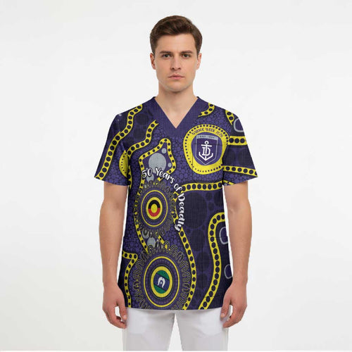 Dockers NAIDOC Week 2026 Personalised Scrub Top 50 Years of Deadly Aboriginal Art