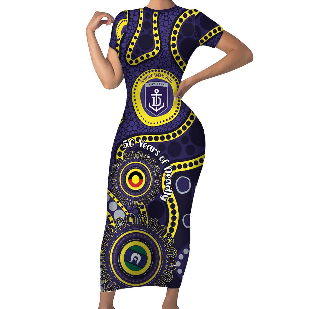 Dockers NAIDOC Week 2026 Personalised Short Sleeve Bodycon Dress 50 Years of Deadly Aboriginal Art