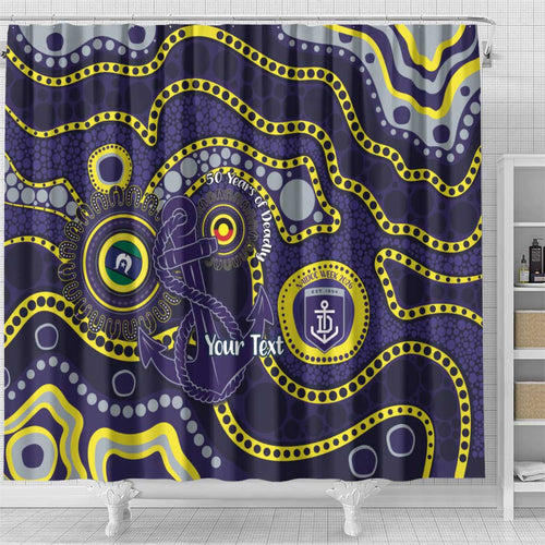 Dockers NAIDOC Week 2026 Personalised Shower Curtain 50 Years of Deadly Aboriginal Art