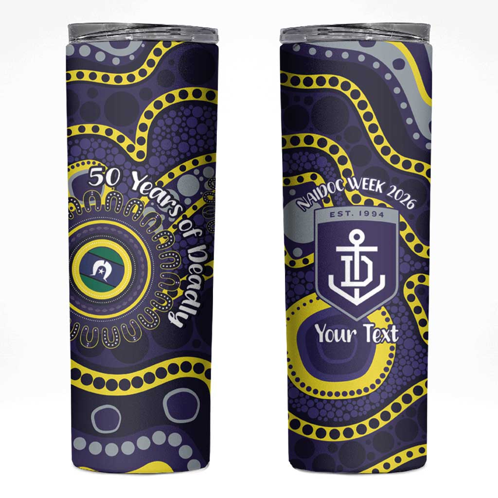 Dockers NAIDOC Week 2026 Personalised Skinny Tumbler 50 Years of Deadly Aboriginal Art