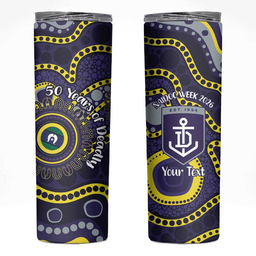 Dockers NAIDOC Week 2026 Personalised Skinny Tumbler 50 Years of Deadly Aboriginal Art