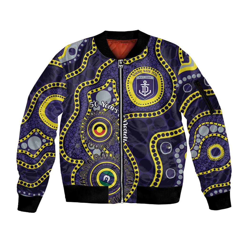 Dockers NAIDOC Week 2026 Personalised Sleeve Zip Bomber Jacket 50 Years of Deadly Aboriginal Art