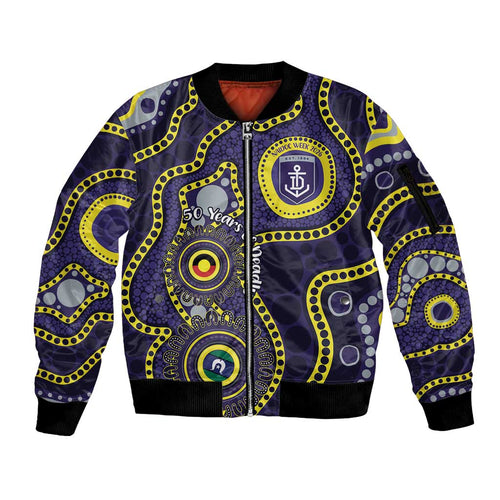 Dockers NAIDOC Week 2026 Personalised Sleeve Zip Bomber Jacket 50 Years of Deadly Aboriginal Art