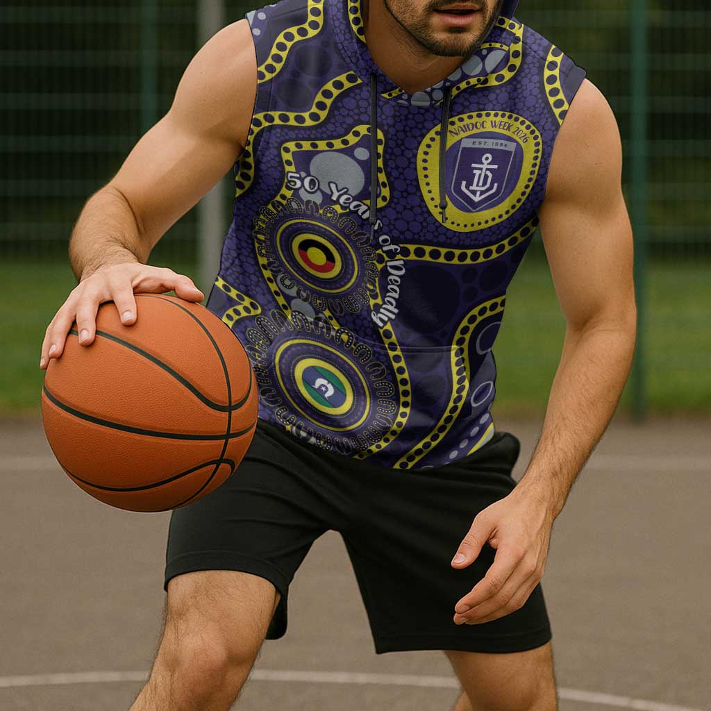 Dockers NAIDOC Week 2026 Personalised Sleeveless Hoodie 50 Years of Deadly Aboriginal Art