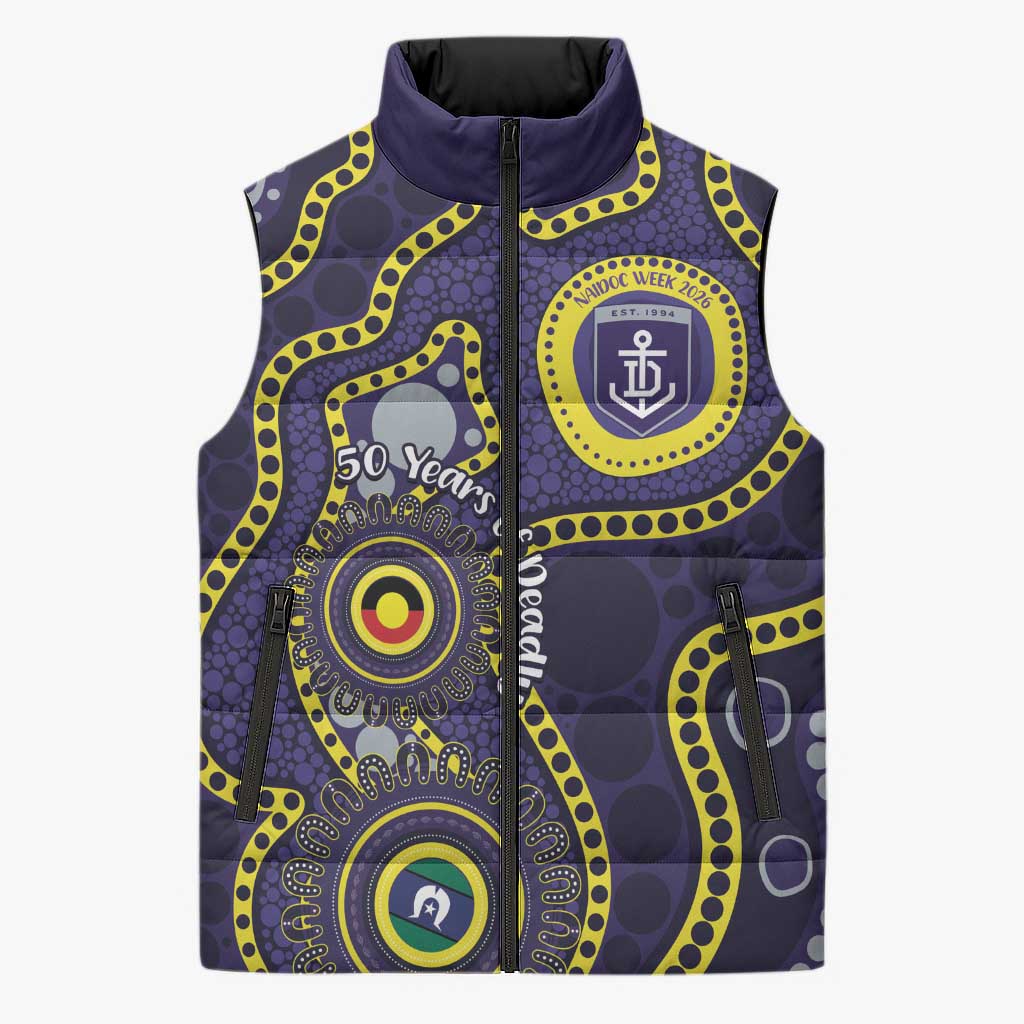 Dockers NAIDOC Week 2026 Personalised Sleeveless Puffer Jacket 50 Years of Deadly Aboriginal Art