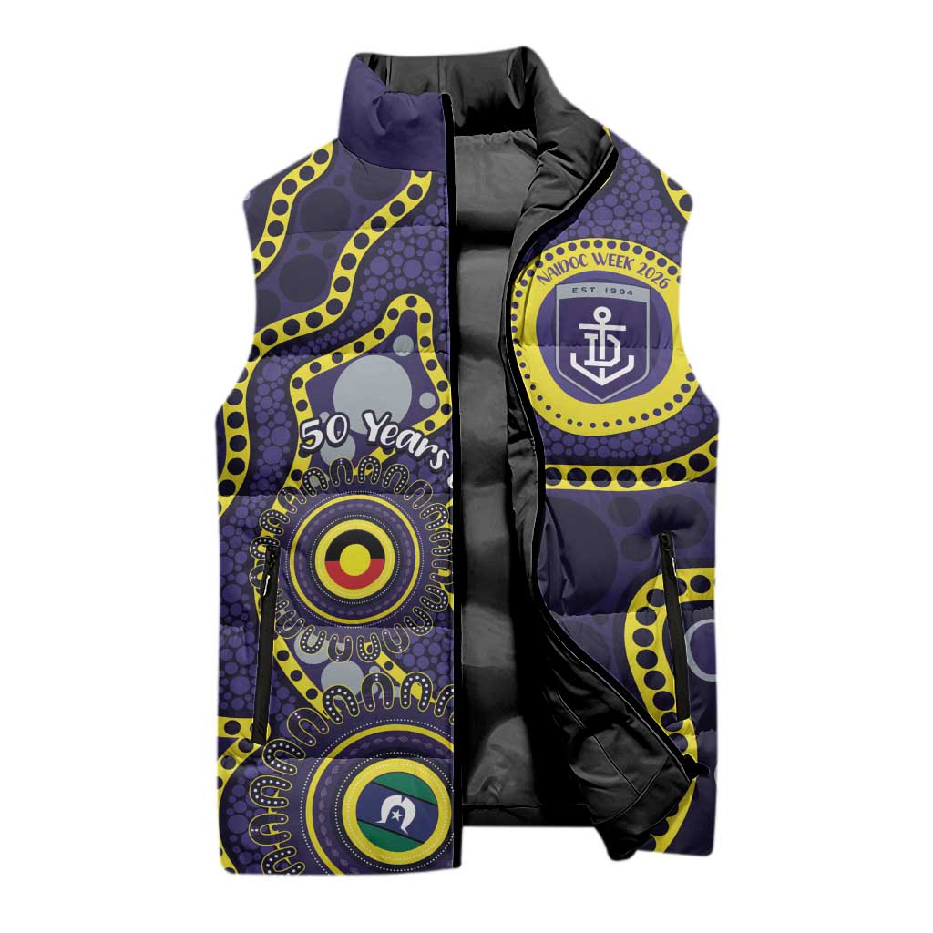 Dockers NAIDOC Week 2026 Personalised Sleeveless Puffer Jacket 50 Years of Deadly Aboriginal Art