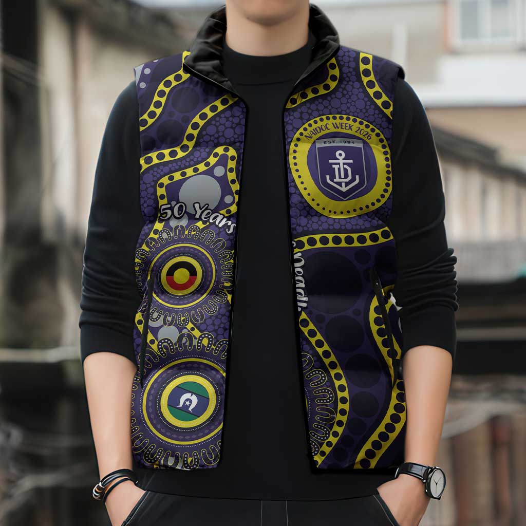 Dockers NAIDOC Week 2026 Personalised Sleeveless Puffer Jacket 50 Years of Deadly Aboriginal Art