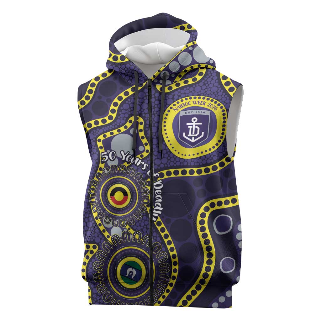 Dockers NAIDOC Week 2026 Personalised Sleeveless Zip Hoodie 50 Years of Deadly Aboriginal Art