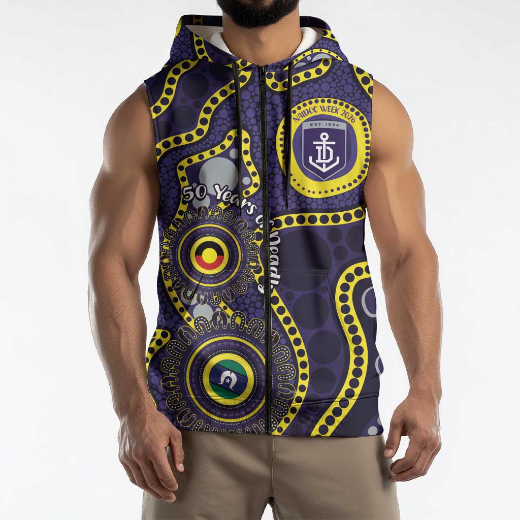 Dockers NAIDOC Week 2026 Personalised Sleeveless Zip Hoodie 50 Years of Deadly Aboriginal Art