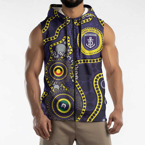 Dockers NAIDOC Week 2026 Personalised Sleeveless Zip Hoodie 50 Years of Deadly Aboriginal Art