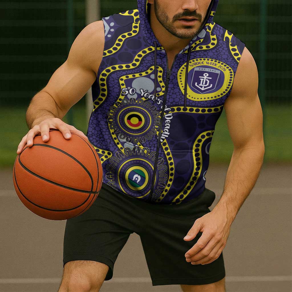 Dockers NAIDOC Week 2026 Personalised Sleeveless Zip Hoodie 50 Years of Deadly Aboriginal Art