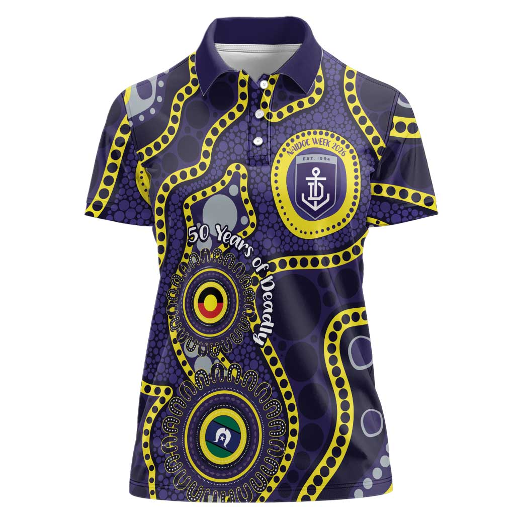 Dockers NAIDOC Week 2026 Personalised Women Polo Shirt 50 Years of Deadly Aboriginal Art
