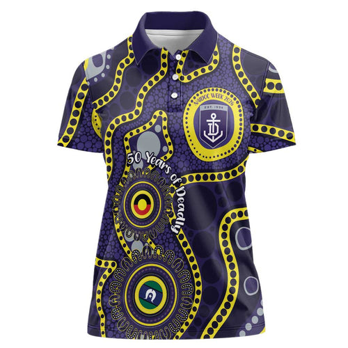 Dockers NAIDOC Week 2026 Personalised Women Polo Shirt 50 Years of Deadly Aboriginal Art