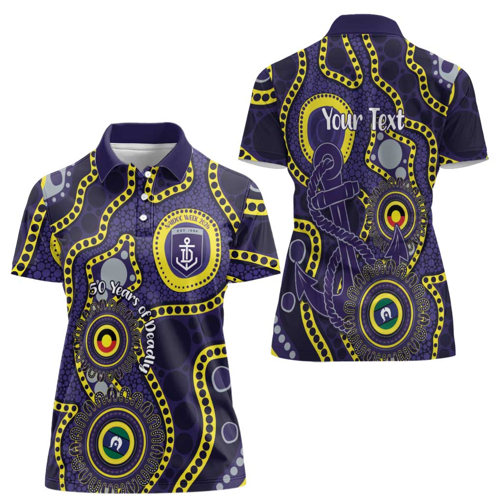 Dockers NAIDOC Week 2026 Personalised Women Polo Shirt 50 Years of Deadly Aboriginal Art