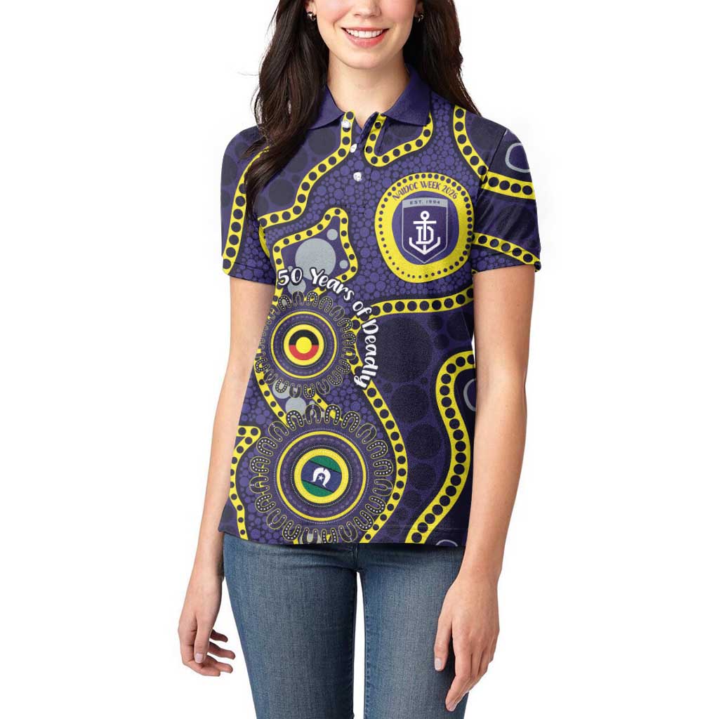 Dockers NAIDOC Week 2026 Personalised Women Polo Shirt 50 Years of Deadly Aboriginal Art