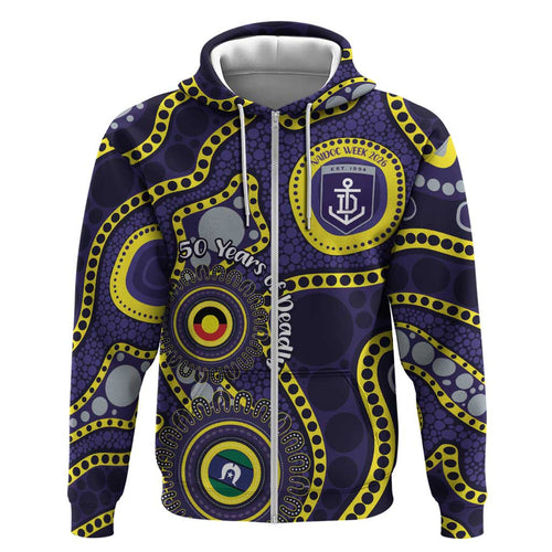 Dockers NAIDOC Week 2026 Personalised Zip Hoodie 50 Years of Deadly Aboriginal Art