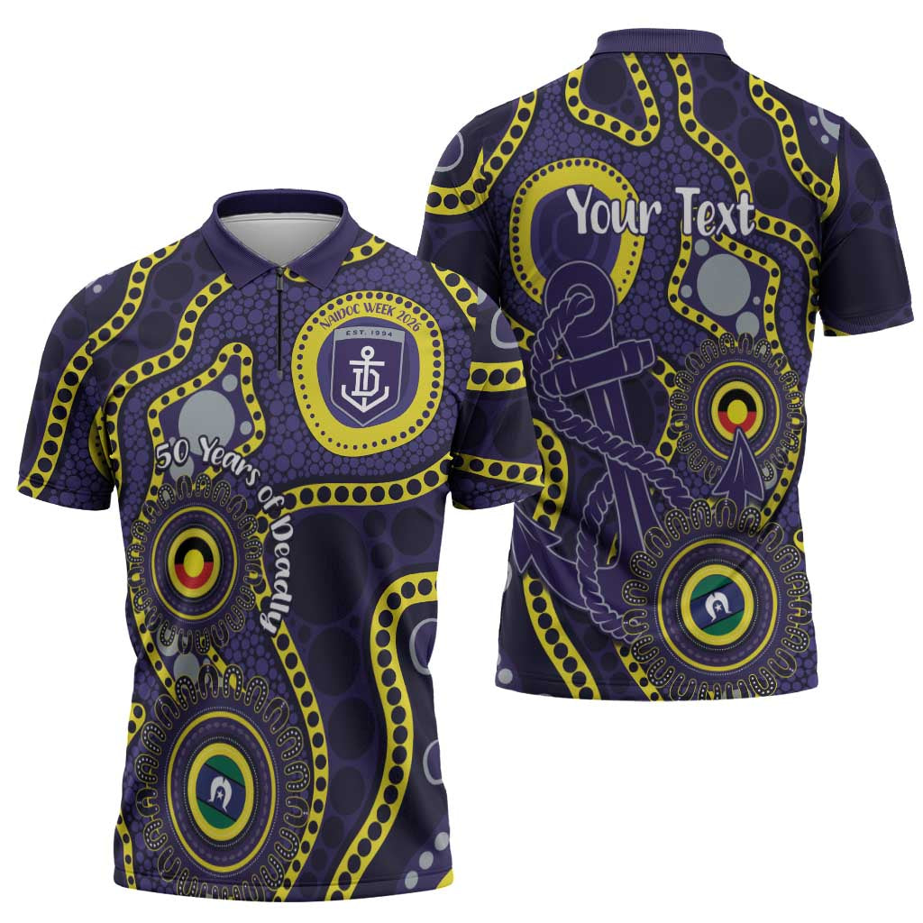 Dockers NAIDOC Week 2026 Personalised Zipper Polo Shirt 50 Years of Deadly Aboriginal Art