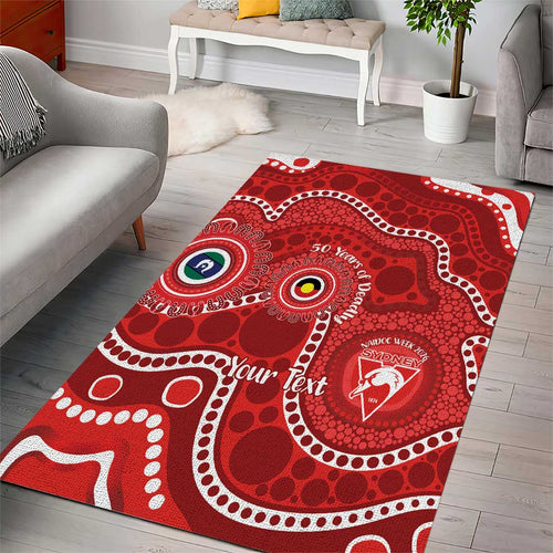 Sydney Swans NAIDOC Week 2026 Personalised Area Rug 50 Years of Deadly Aboriginal Art