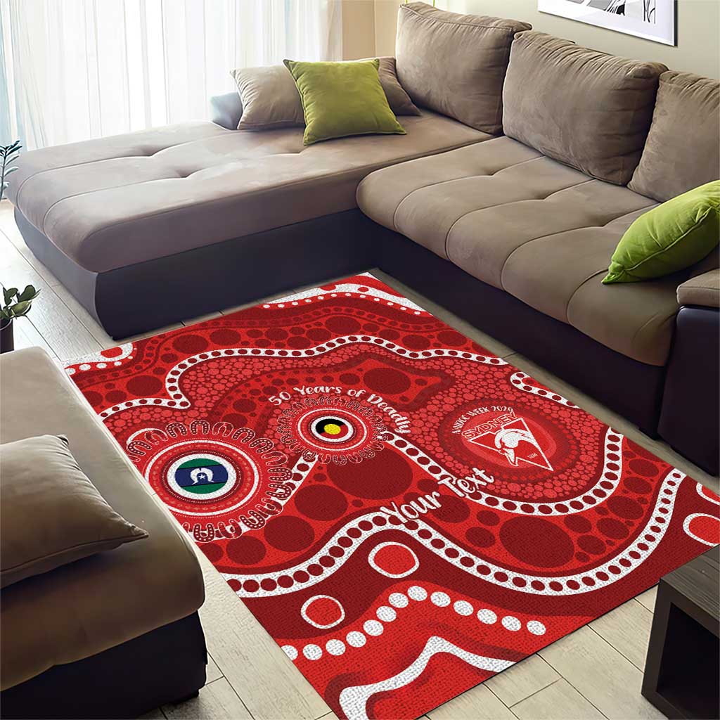 Sydney Swans NAIDOC Week 2026 Personalised Area Rug 50 Years of Deadly Aboriginal Art