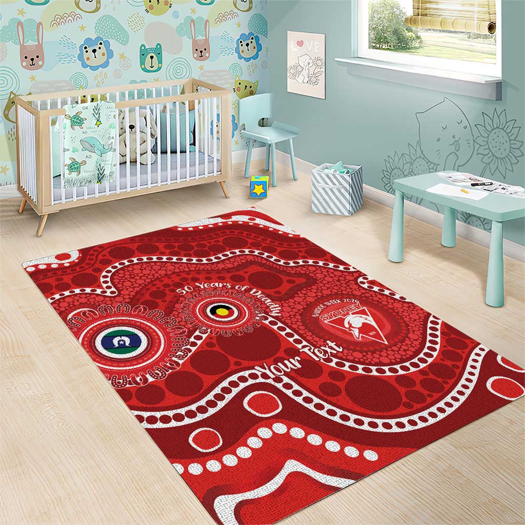 Sydney Swans NAIDOC Week 2026 Personalised Area Rug 50 Years of Deadly Aboriginal Art