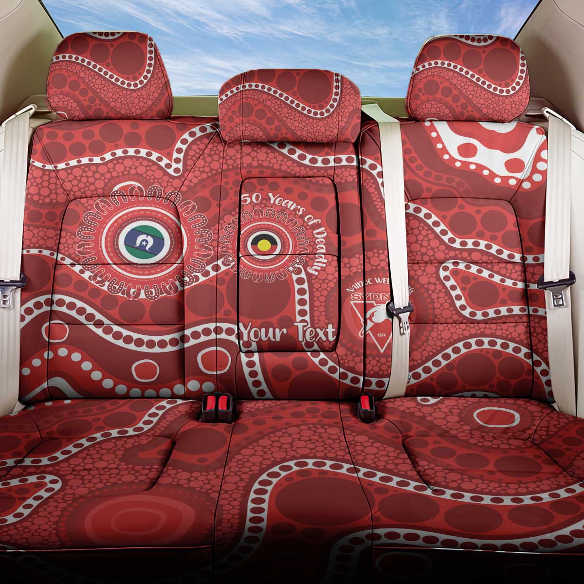 Sydney Swans NAIDOC Week 2026 Personalised Back Car Seat Cover 50 Years of Deadly Aboriginal Art