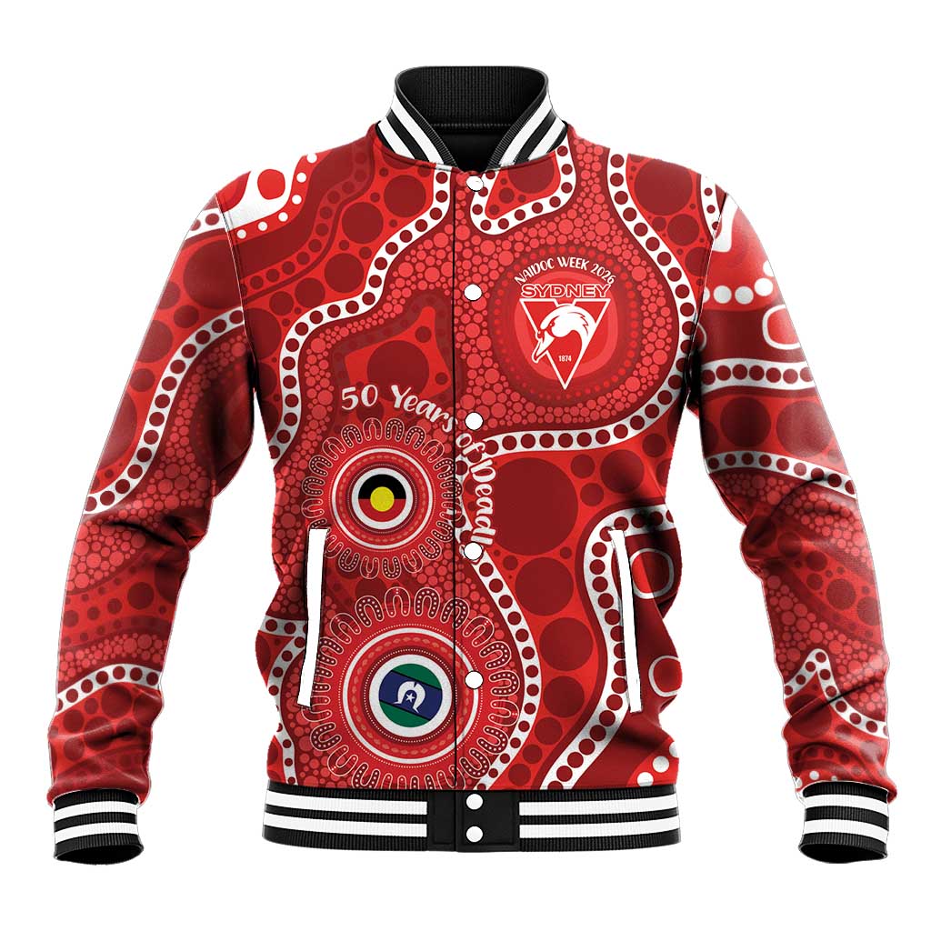 Sydney Swans NAIDOC Week 2026 Personalised Baseball Jacket 50 Years of Deadly Aboriginal Art