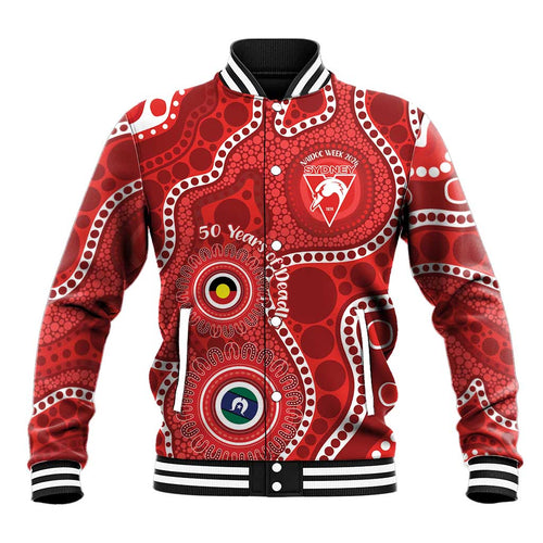 Sydney Swans NAIDOC Week 2026 Personalised Baseball Jacket 50 Years of Deadly Aboriginal Art
