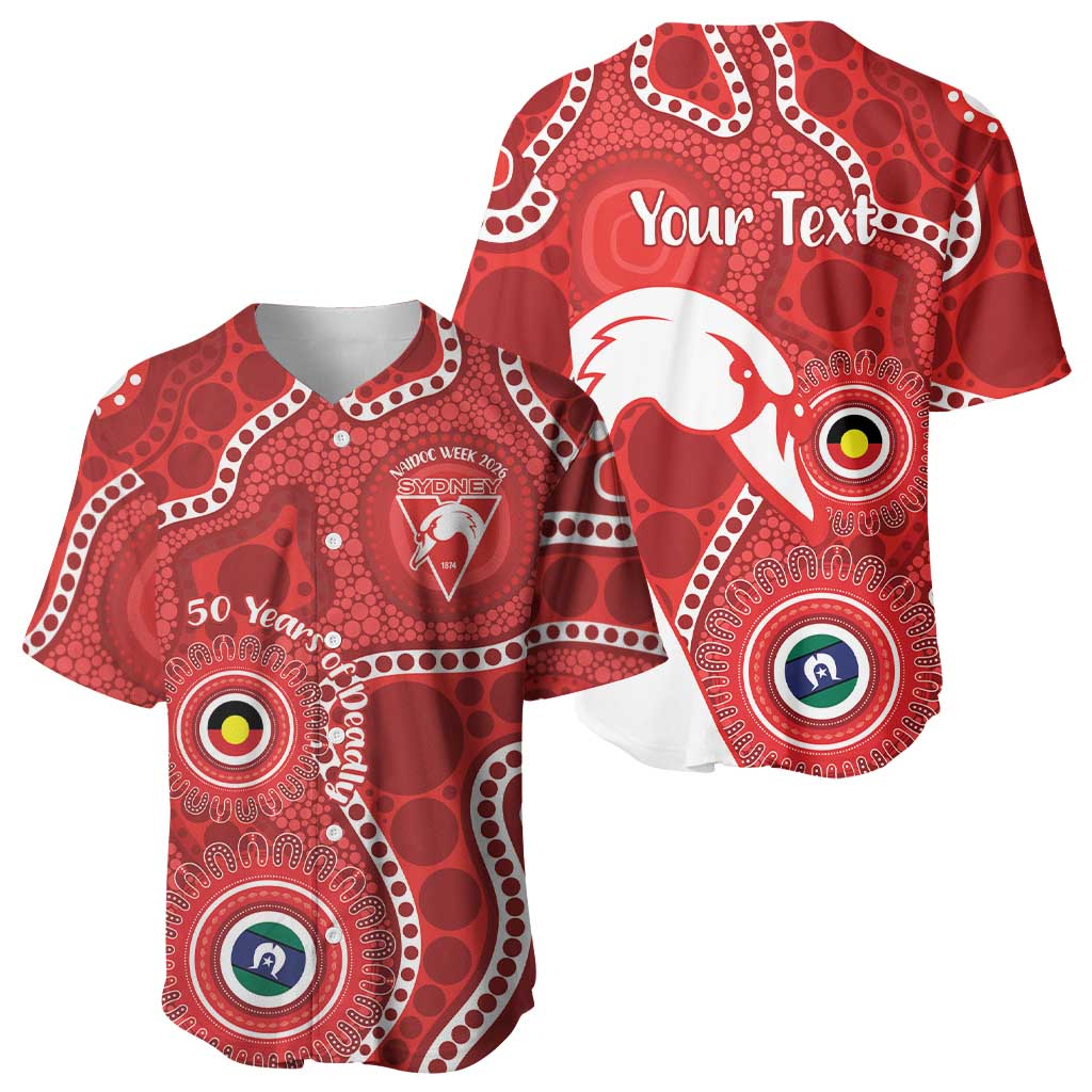 Sydney Swans NAIDOC Week 2026 Personalised Baseball Jersey 50 Years of Deadly Aboriginal Art