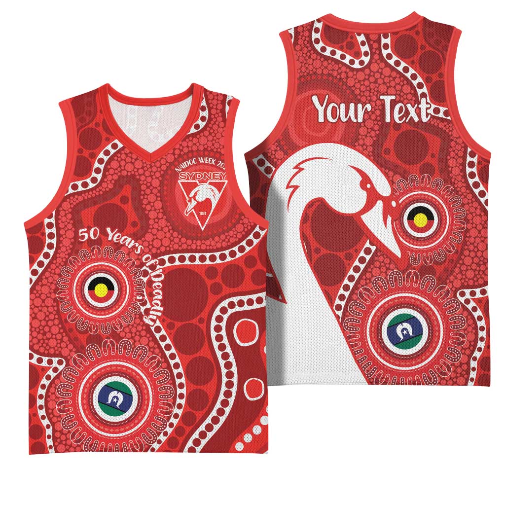 Sydney Swans NAIDOC Week 2026 Personalised Basketball Jersey 50 Years of Deadly Aboriginal Art