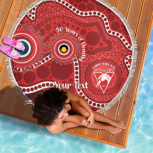 Sydney Swans NAIDOC Week 2026 Personalised Beach Blanket 50 Years of Deadly Aboriginal Art
