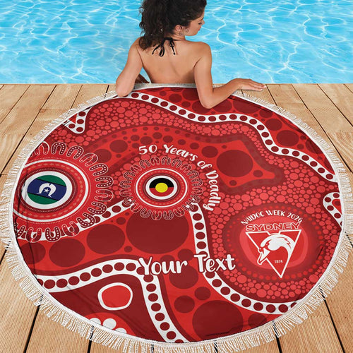 Sydney Swans NAIDOC Week 2026 Personalised Beach Blanket 50 Years of Deadly Aboriginal Art