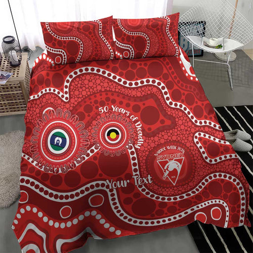 Sydney Swans NAIDOC Week 2026 Personalised Bedding Set 50 Years of Deadly Aboriginal Art