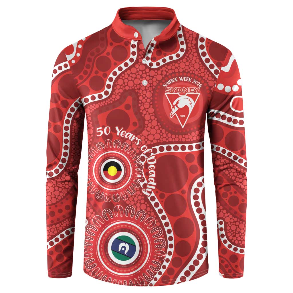 Sydney Swans NAIDOC Week 2026 Personalised Button Sweatshirt 50 Years of Deadly Aboriginal Art